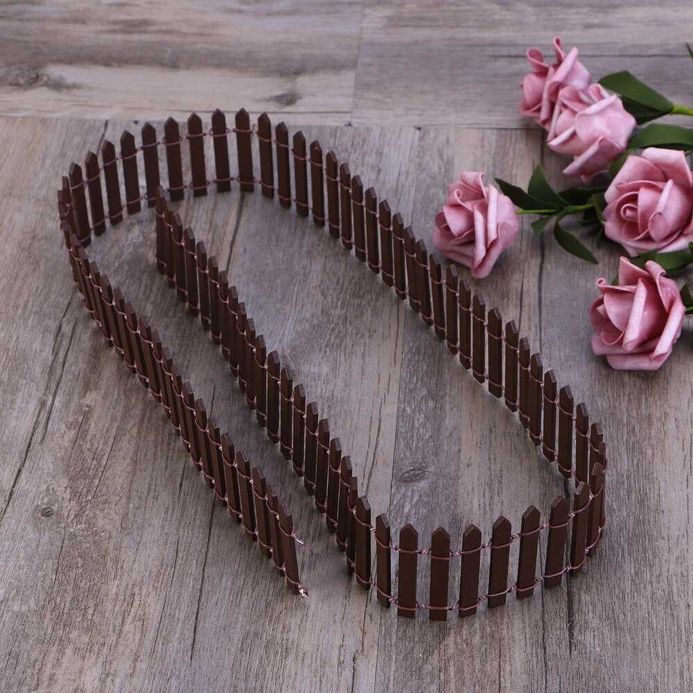 100cm x 5cm Mini Small Wood Fence DIY mini house Fairy Garden Micro Plant Pot Decor Bonsai Terrarium Ornament (Coffee)