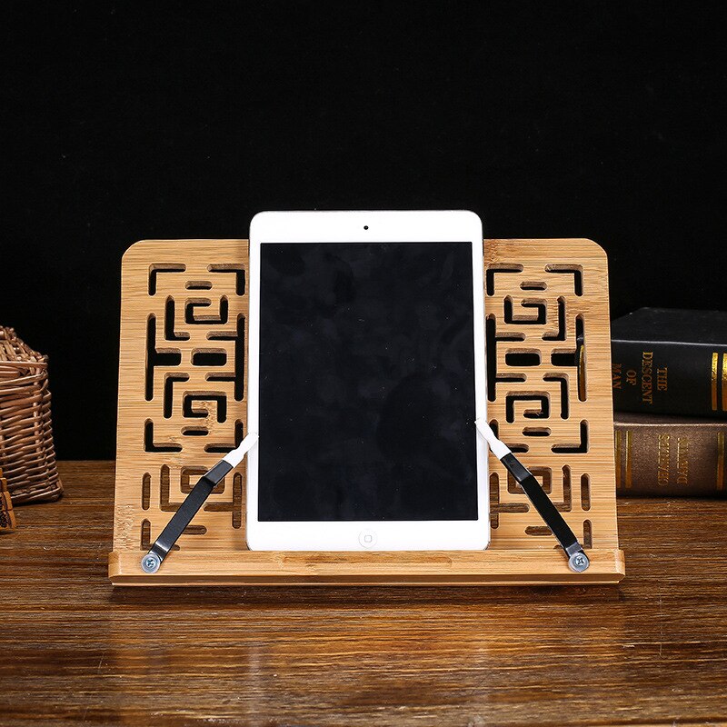 Bamboo Book Stand - Reading Rest holder Cookbook Cook Stand/Foldable Tablet PC textbook/Music Document Stand/Desk Bookrest