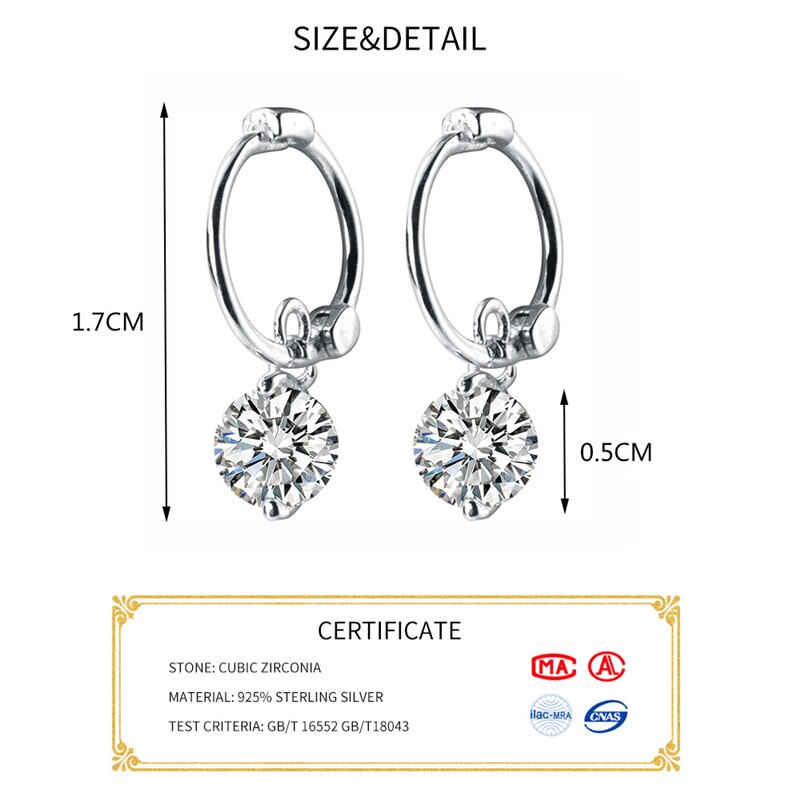 INZATT 100% 925 Sterling Silber Böhmen Geometrische Runde Zirkon Hoop Ohrringe Für Frauen Partei EDLEN Schmuck Zubehör