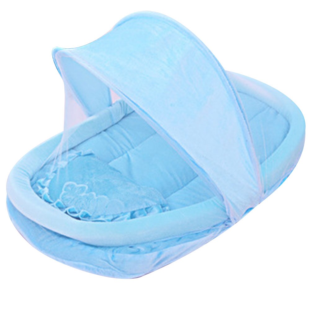 Cama plegable portátil para bebé, malla mosquitera, cuna para niño: Azul