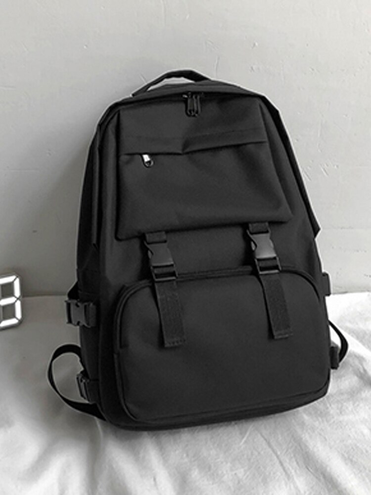 Zaini Delle Donne Unisex Chic Per Il Tempo Libero Borsa Da Viaggio Grande Solido Semplice Harajuku Ragazzi di Modo Delle Donne di Grande Capacità di Gusto Squisito Ulzzang Nuovo: Default Title