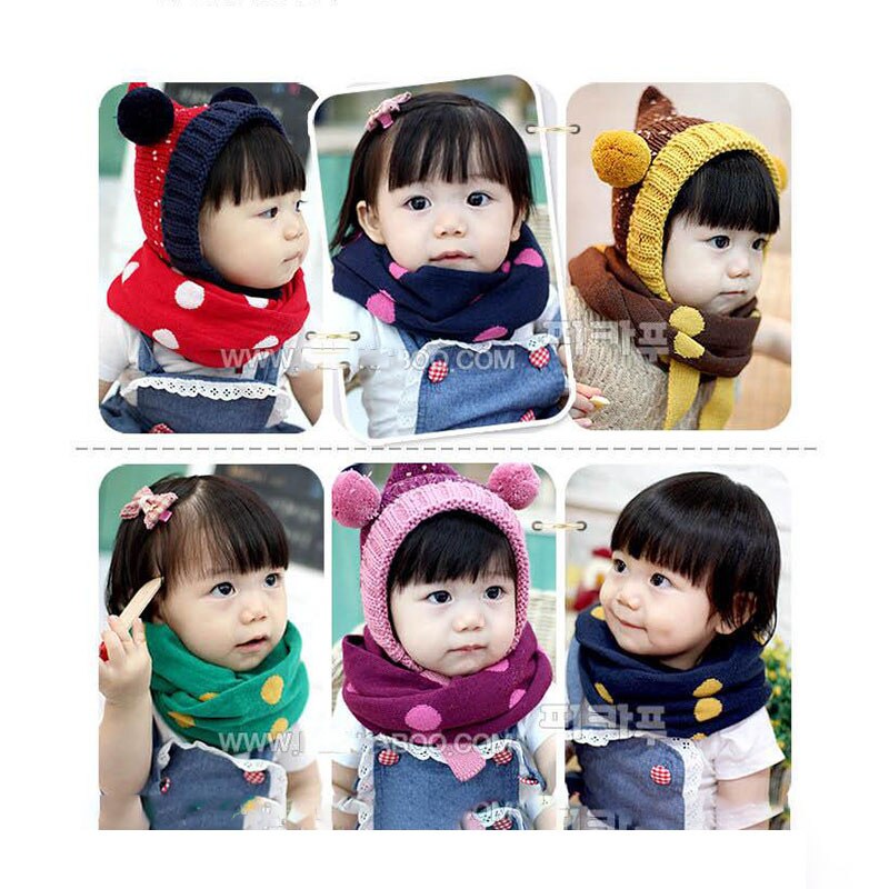 Schattige stippenprint kinder infinity sjaal winter breien meisjes jongens ring sjaals baby nekwarmer