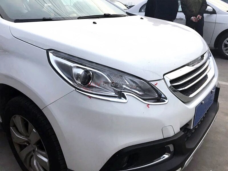 Faro delantero de cromo ABS, cubierta decorativa Eyelind Trim 2 uds. Para Peugeot