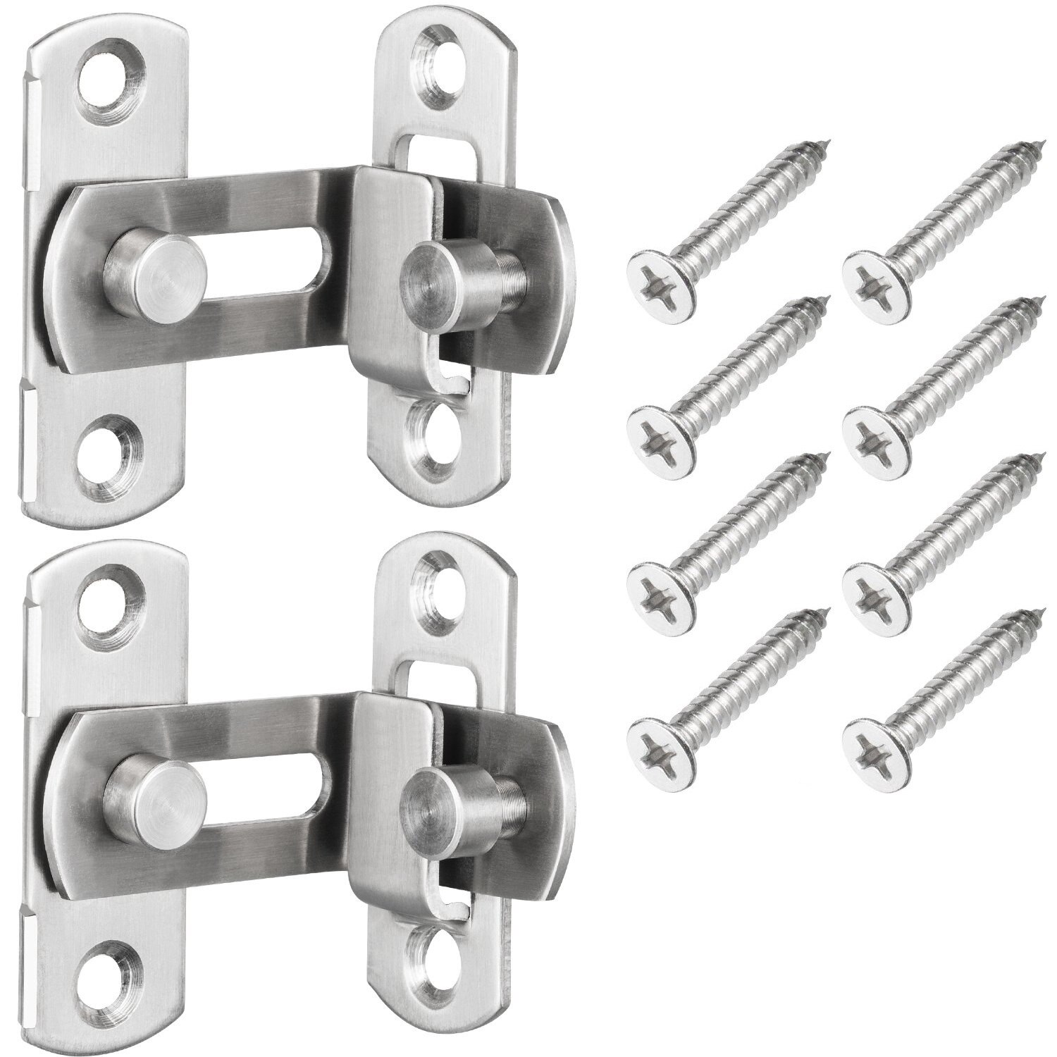2 Pieces 90 Degree Right Angle Door Latch Hasp Bending Latch Buckle Bolt Sliding Lock Barrel Bolt with Screw for Door