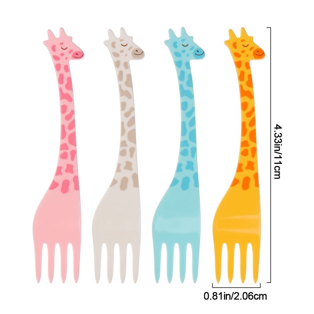 Fourchette à fruits girafe Mini dessin animé enfants Snack gâteau Dessert en plastique cure-dents salade enfants vaisselle décor 12 pièces/ensemble
