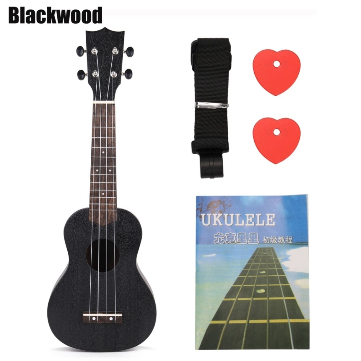 21 inch Ukelele Ukulele Combo Mahogany Soprano Gecko Uke 4 string Hawaiian Mini Guitarra with Stringed Musical Instrument Kits: Type2 Blackwood