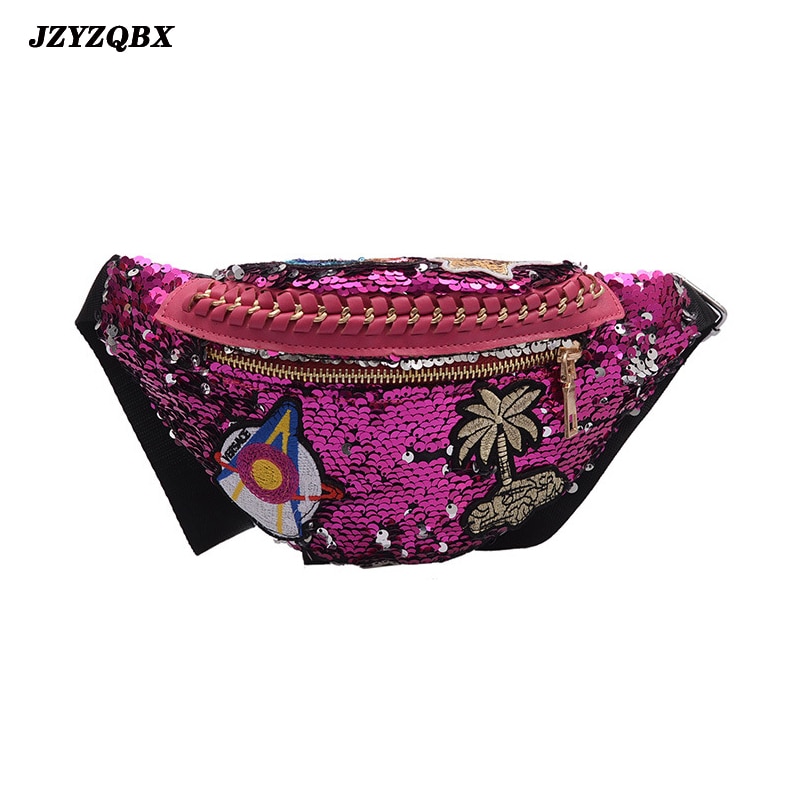 JZYZQBX Frauen Taille Pack Farbverlauf Pailletten Taille Beutel Banane Tasche fanny Pack frauen Gürtel Tasche riñonera mujer