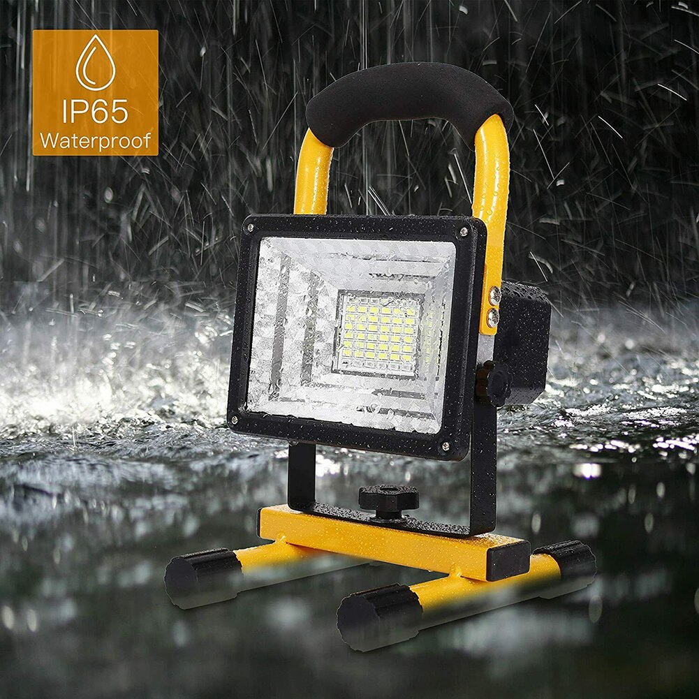 LED Street Lamp Landscape Lighting 30W Reflector 24 LED Rechargeable Work Flood Light Waterproof Cordless Camp Lamp