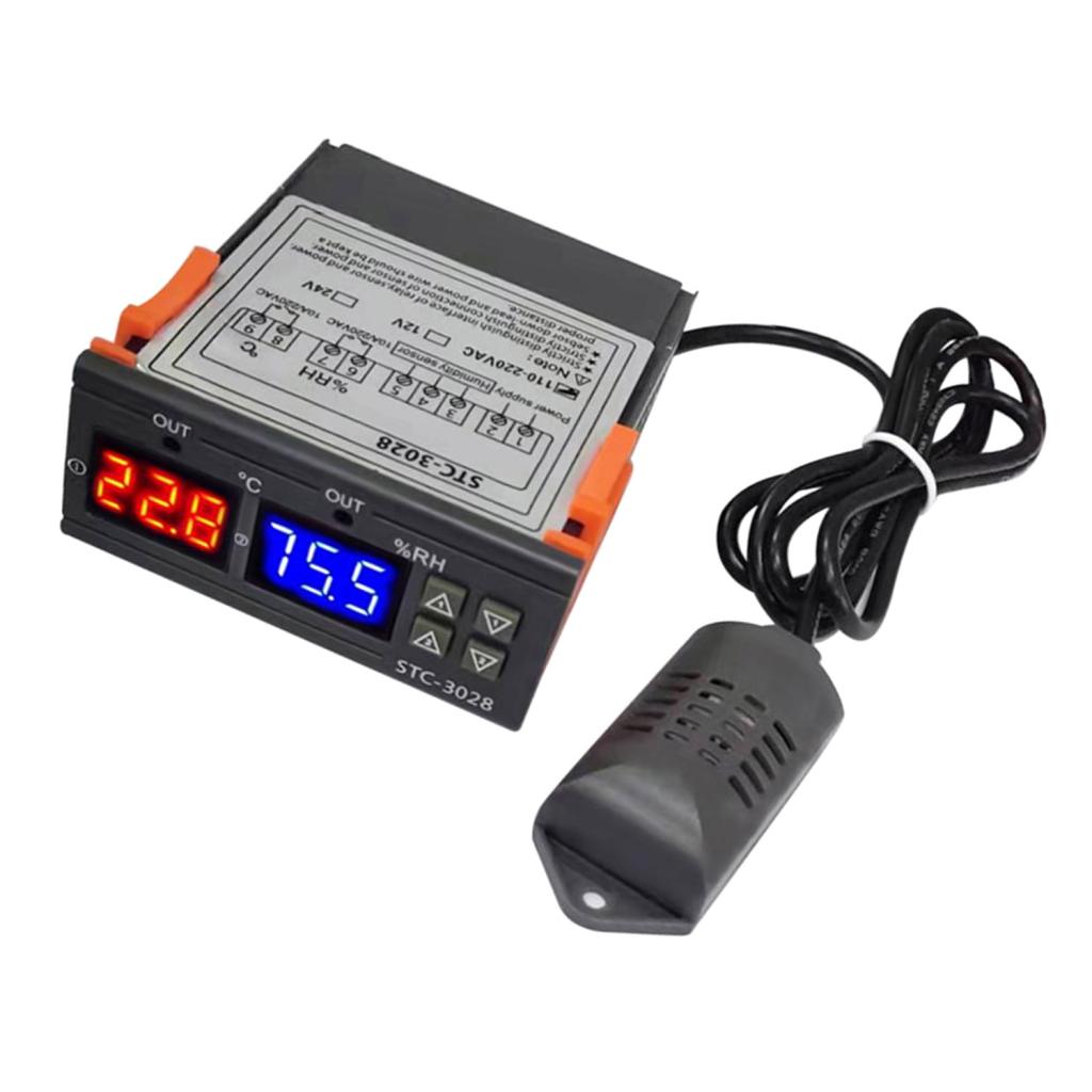 Temperature and Humidity Controller - Pre-Wired Dual Stage Thermostat adn Humidistat for Mushroom Greenhouse Reptile