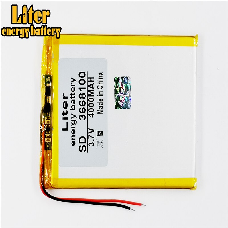 Batería Universal de iones de litio de 3,7 V, 4000mAh, 3668100, para tablet pc, 7 pulgadas, 8 pulgadas, 9 pulgadas, Mp3, MP4, MP5, GPS, DVD, e-book