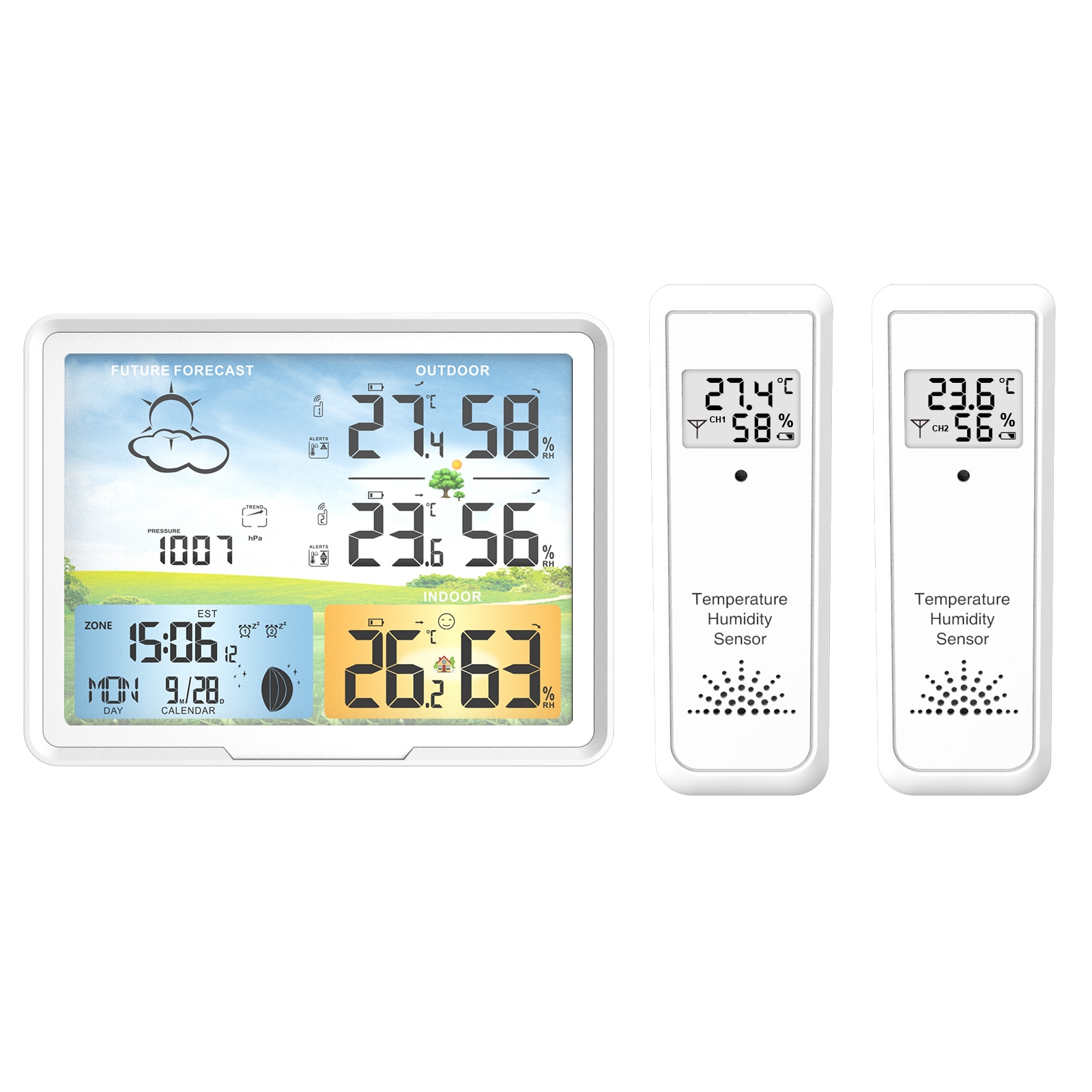 Protmex PT20 Weather Station Clocks Wireless Digital Thermometer Hygrometer Forecast Calendars Moon Phase Snooze Alarm Clock: PT 20B