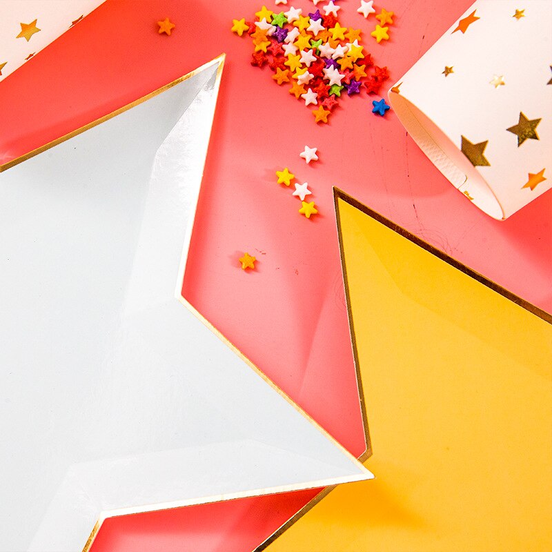 Wegwerp Servies Bruiloft Decoratie 8 Pcs/1 Pack Effen Kleur Vijfpuntige Ster Papier Lade Verjaardagsfeestje Decoraties kids