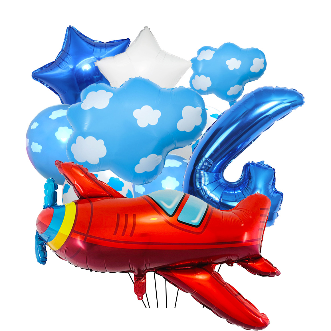 Juego de globos de avión para decoración de de cumpleaños, globo con números azules de 32 pulgadas, globo de nube, suministros para de avión: Verde menta