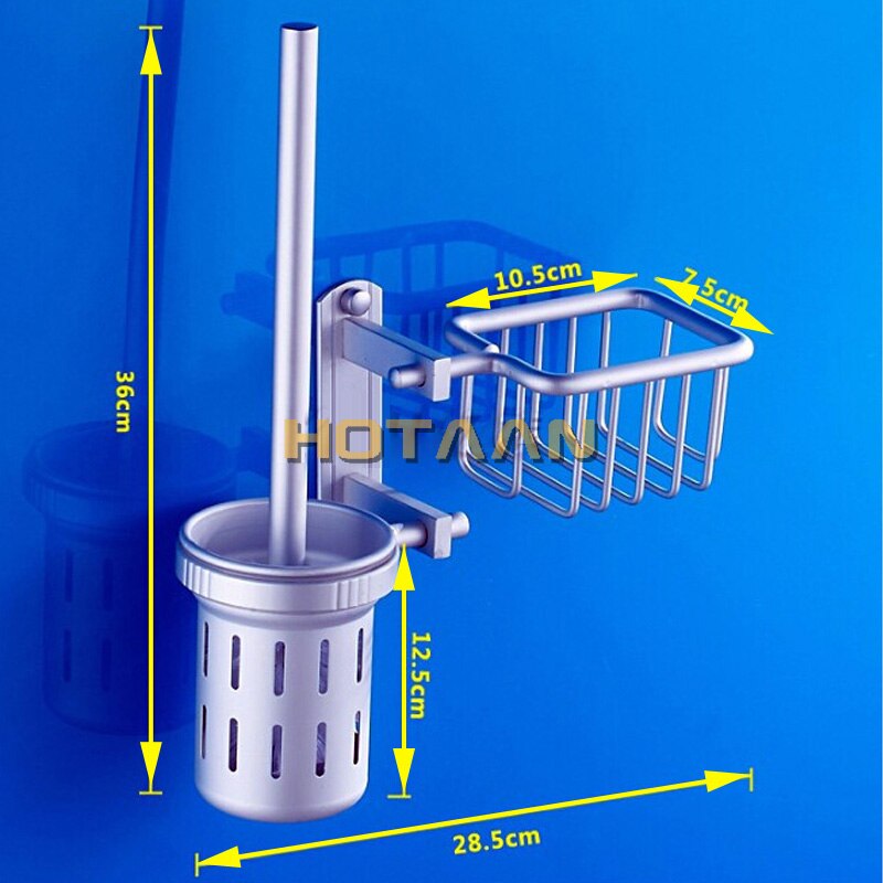 Darmowa wysyłka akcesoria łazienkowe aluiminum zestaw szczotek toaletowych z półką szczotka wc z koszem półka łazienkowa uchwyt na szczotki wc
