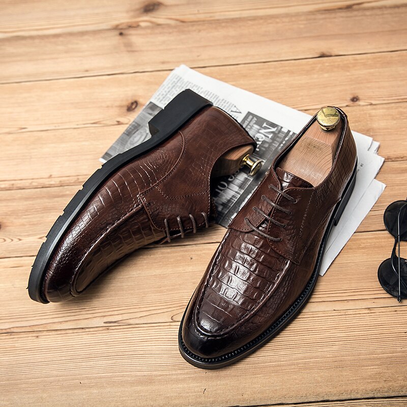 FIXSYS scarpe Oxford da uomo in pelle di alta qualità scarpe eleganti classiche scarpe formali da sposa con lacci scarpe da lavoro con motivo a coccodrillo