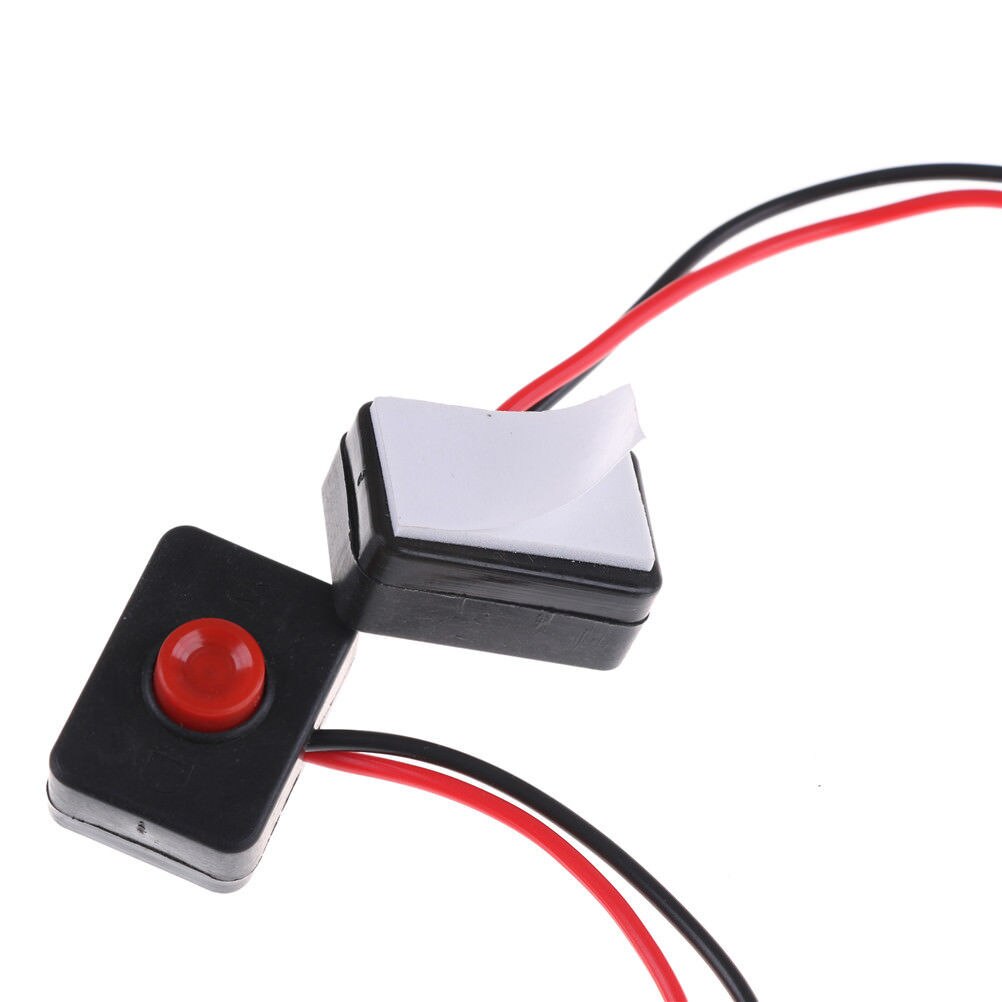 DC 12V 2AAdhesive Base Push Button Action Wired Switch for Car 3.5 x 2.5 x 15cm/ 1.4" x 1" x 5.9"