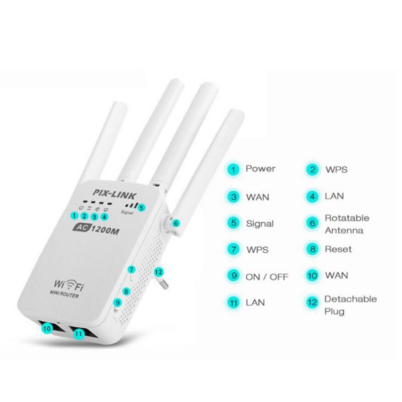 Ac 1200Mbps Ac1200M 5G Wireless Repeater High Speed 5G Gigabit Wifi Router Antenne Eu Stecker