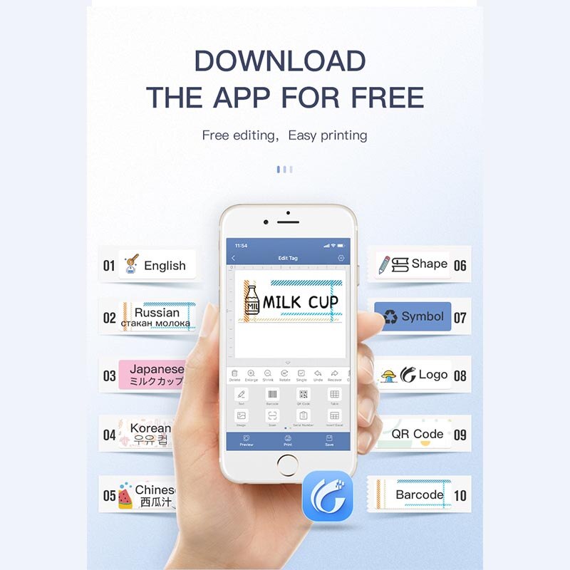 Niimbot D110 Wireless Bluetooth Thermal Label Printer Portable Pocket Label Maker for Android iPhone Home Office Sticker Printer