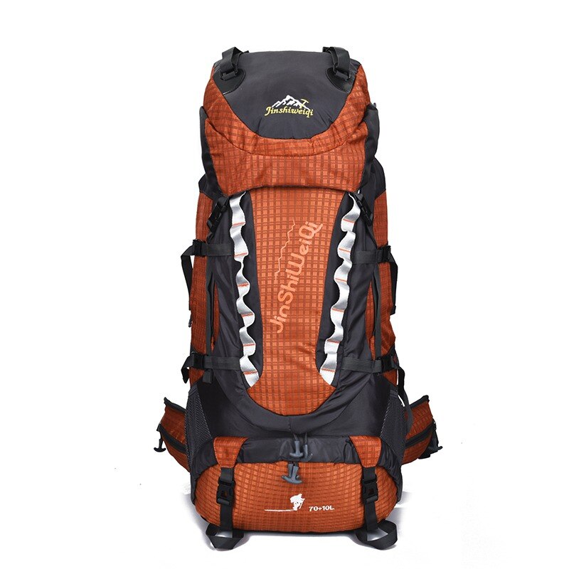 Camping hiking bag Outdoor Climbing Backpacks Waterproof Nylon Travel Sport Mountaineering Bags Zipper Hiking Backpack 80L: Orange