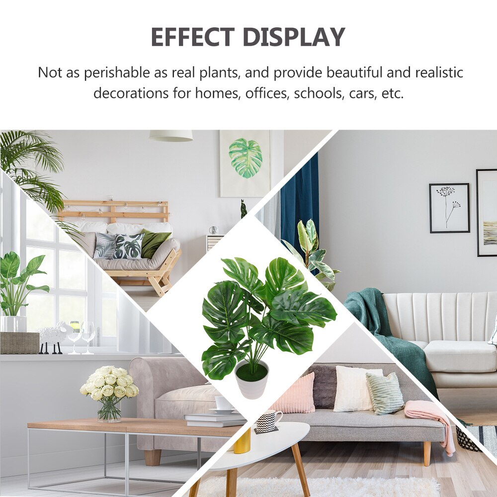 1Pc Faux Monstera Plant Refreshing Green Realistic Artificial Monstera Plant Pot for Shop