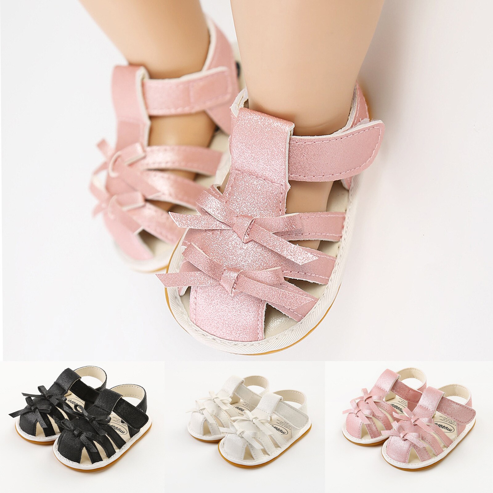 Summer Kids Shoes Sweet Princess Children Sandals for Girls Toddler Baby Soft Breathable Hoolow Out Kids Bow Shoes#4