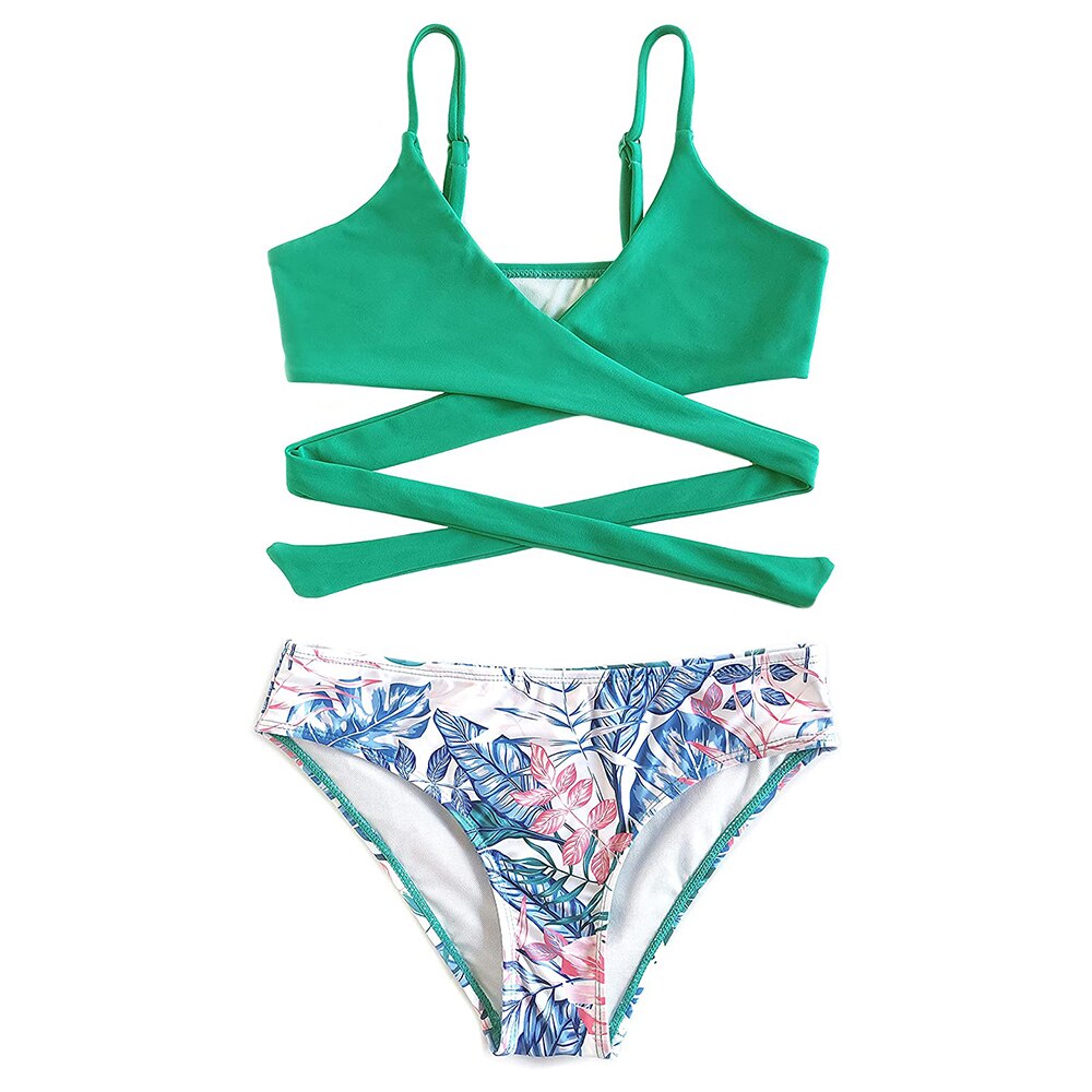 SHEKINI Girls Printing Bathing Suits Crisscross Ba Grandado shekini-girls-printing-bathing-suits-crisscross-ba-grandado