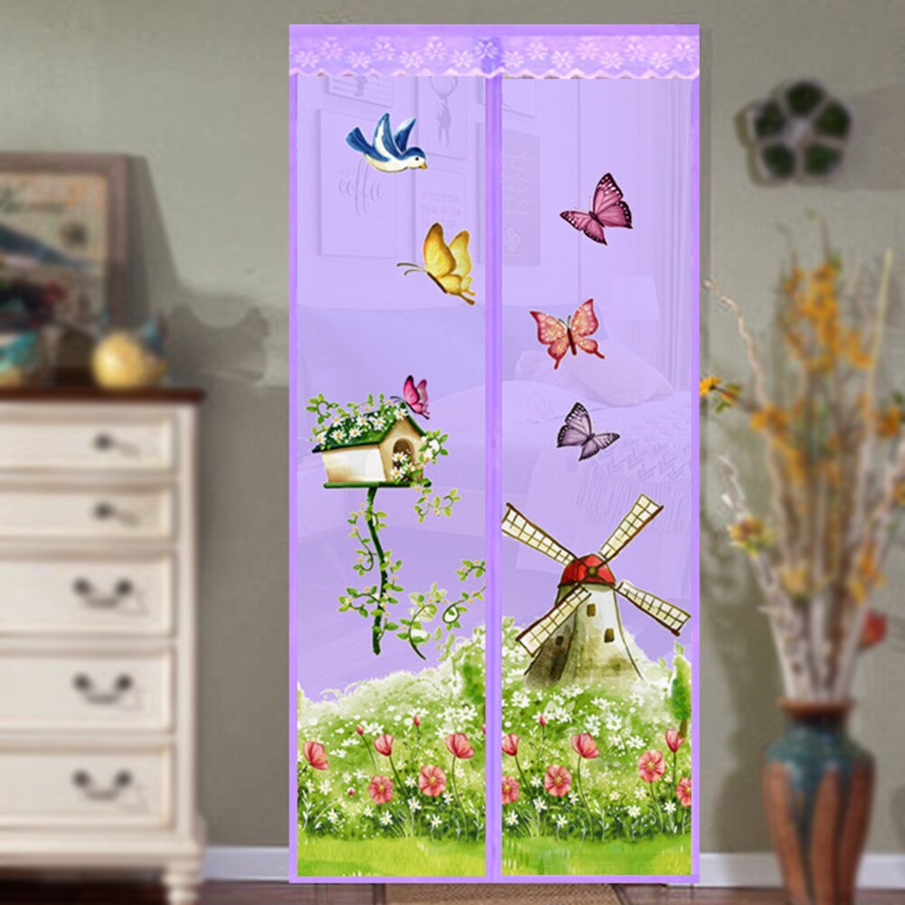 ¡Novedad! Cortina mágica de malla para puerta, mosquitera magnética con cierre magnético para insectos, mosquitera, mosquitera, cortina para puerta protectora de cocina para dormitorio, antiinsectos y moscas: Púrpura / 100X210