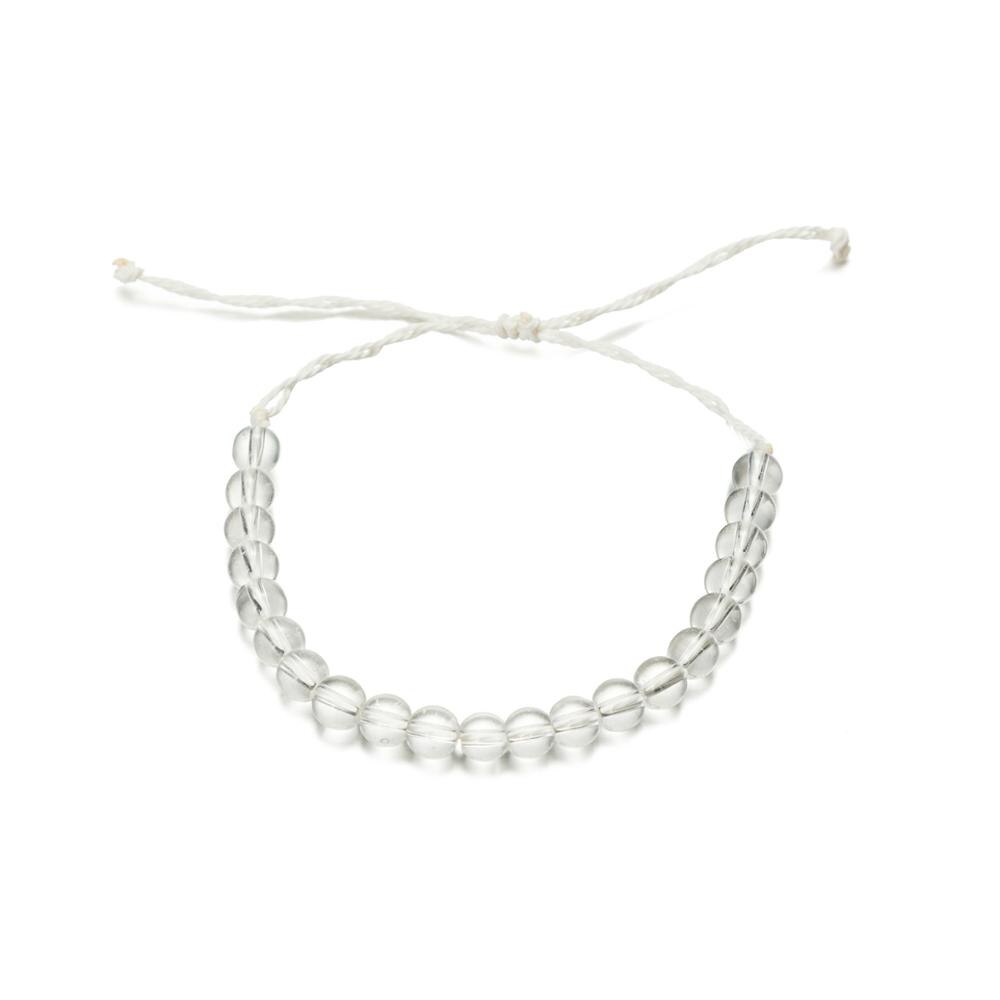 Bohemian Marine Style Bead Armband Transparante String Glas Marine Bescherming Sieraden Verstelbare Armband Voor Mannen En Vrouwen: white
