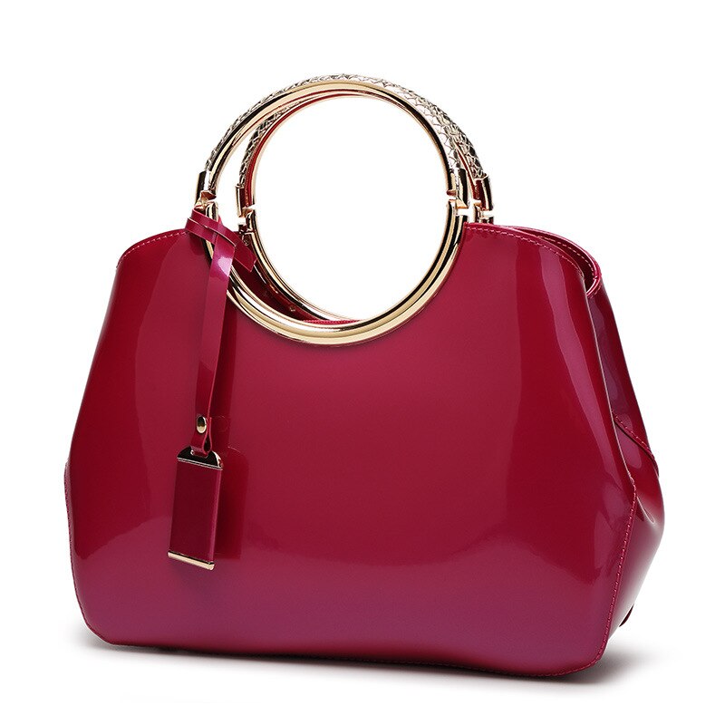 Famous Brands Women Bag Women Handbags Patent Leather Ladies Cross Body Messenger Shoulder Bags Bolsa Feminina: Hot Pink