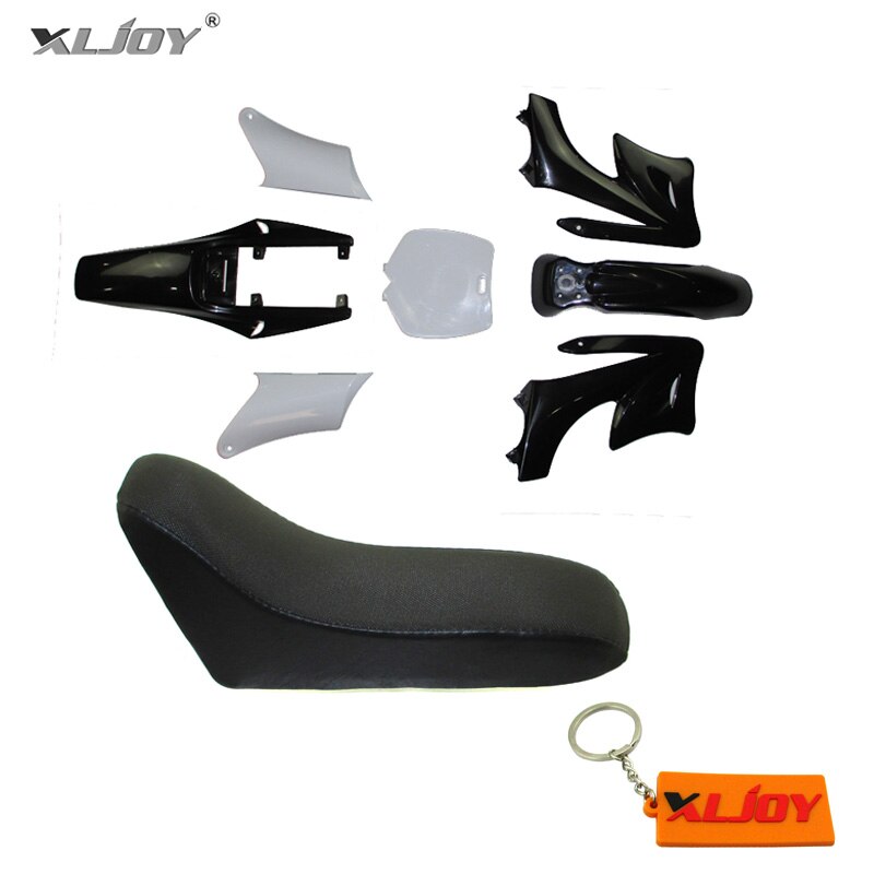 Xljoy plast fender fairing kits 7 stykker + skum sæde til kinesisk 2 tak 47cc 49cc apollo orion mini snavs cykel børn minimoto: Sort