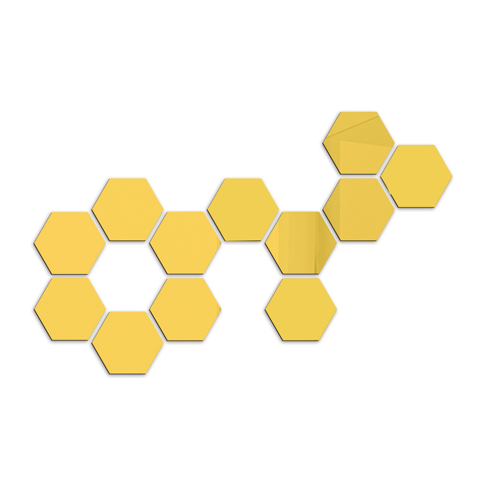Hexagon Shape DIY Art Mural Home Decoration Wall Ornament Home Decor Hexagon Acrylic Mirror Decal Art