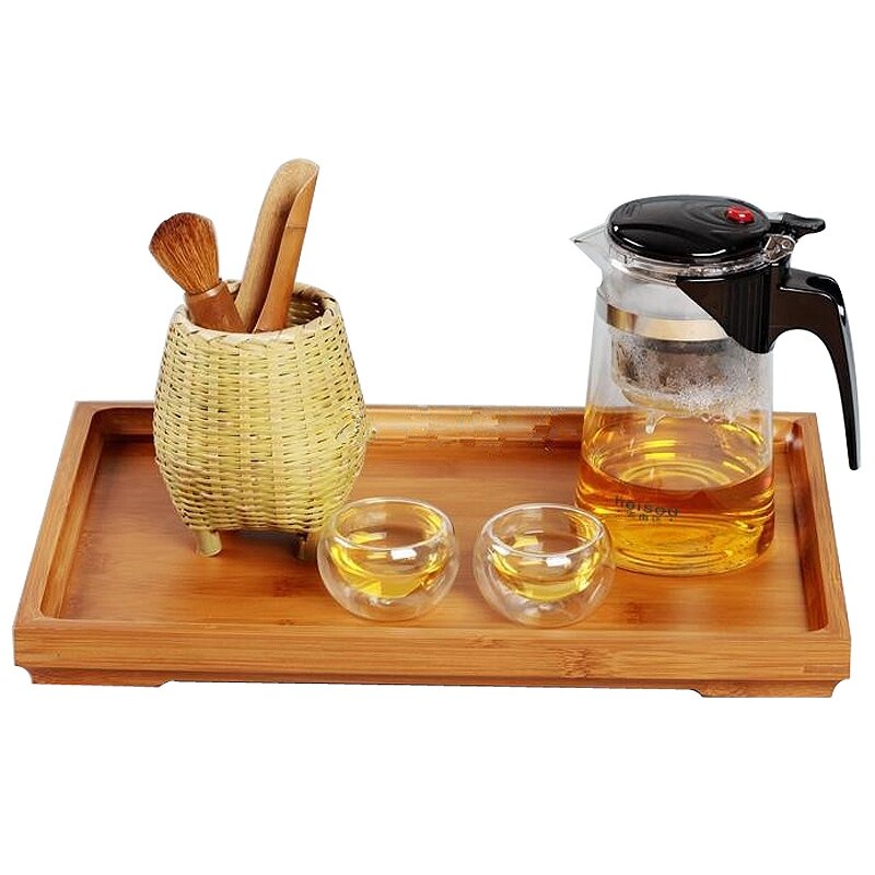 Wooden Serving Tray Kung Fu Tea Cutlery Trays Storage Pallet Fruit Plate Decoration 6 Sizes Japanese Food Bamboo Rectangular 37x