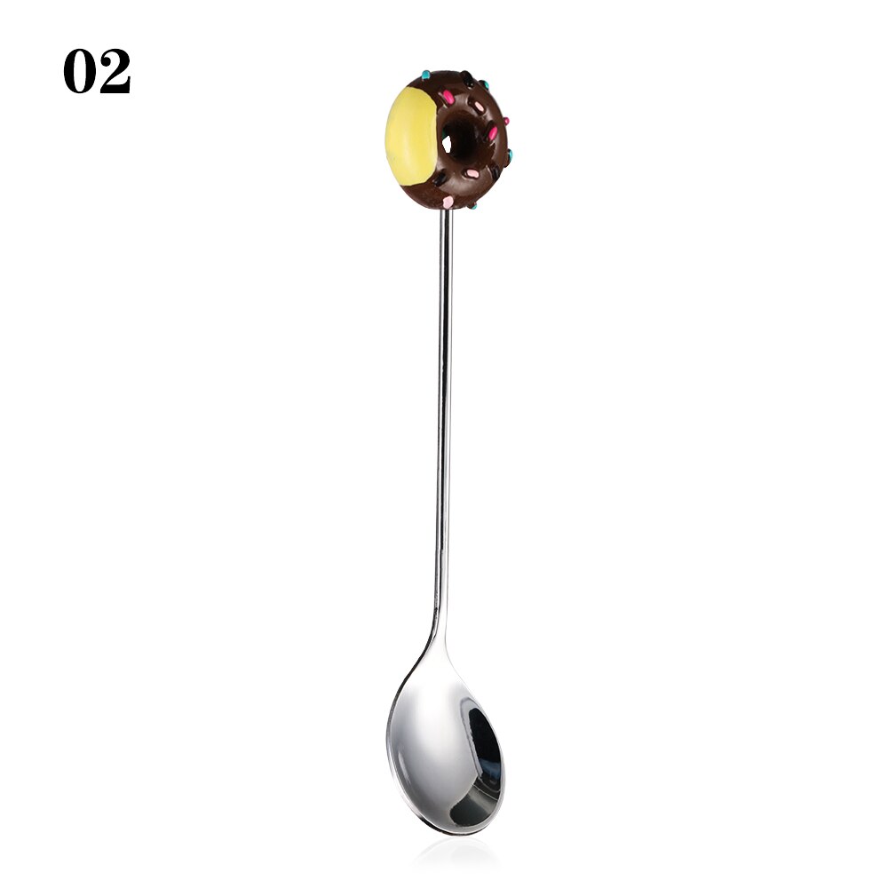 Cuchara de donut de acero inoxidable, tenedor para cocina, comedor, Mini postre, café dulces cubiertos para helado, arroz, soupvajilla, 1 ud.: 2