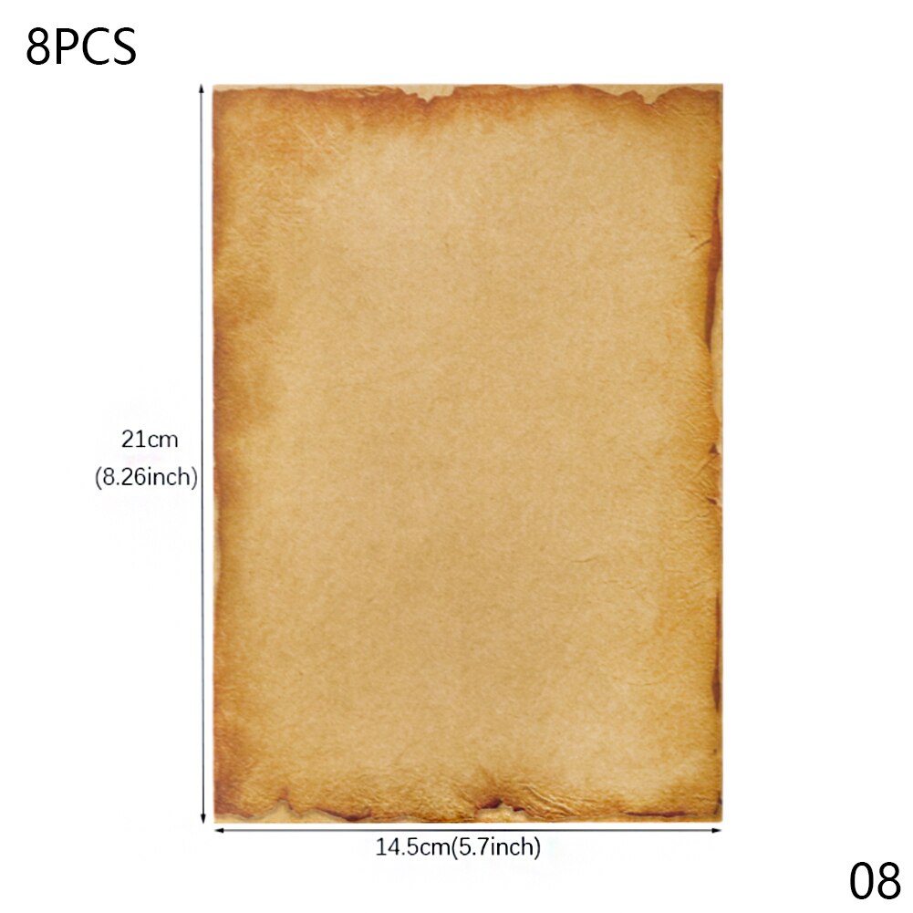 8 Sheets Retro Vintage Writing Paper Letter Papers Old Europe Style Romantic Kraft Brown Papers Scrapbooking Collection Papers: 08
