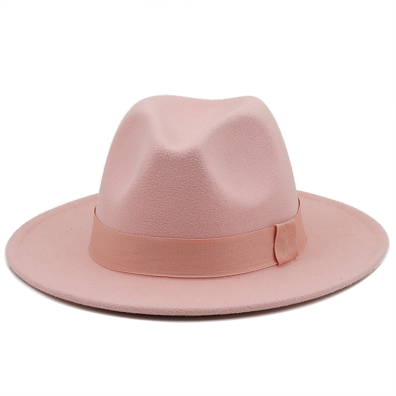 7CM Wide Brim Women Felt Fedora Hats With Bee Ribbon Autumn Winter Wedding Party Trilby Hat Men Gentleman Jazz Hats 54-58CM: XL / Red