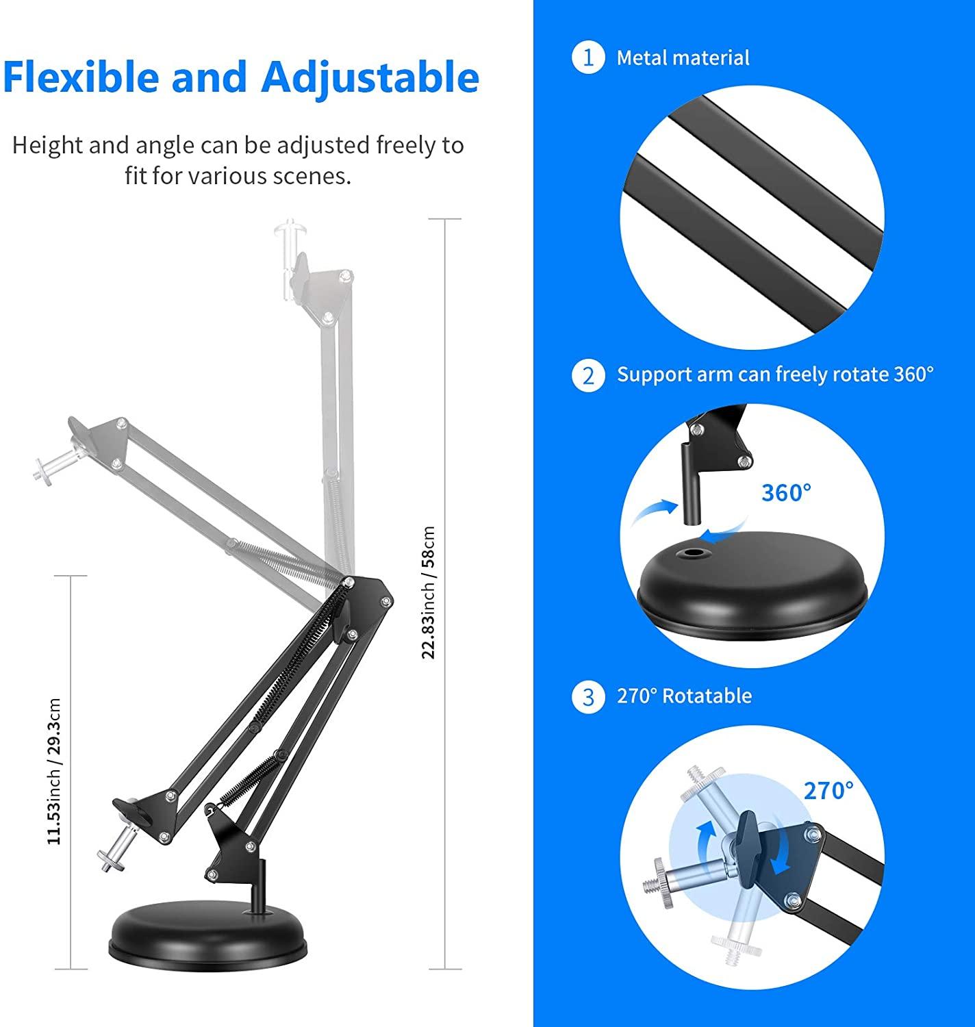 Supporto da tavolo regolabile con braccio a forbice per braccio a sospensione con Base per Webcam Logitech C922 C930e C930 C920 C615