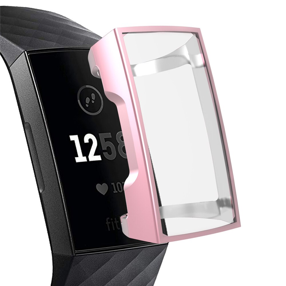 Tpu Case Siliconen Beschermende Voor Fitbit Lading 3 Clear Case Cover Shell Fitbit Lading 3 Band Bescherming Silicone Case Cover: rose pink