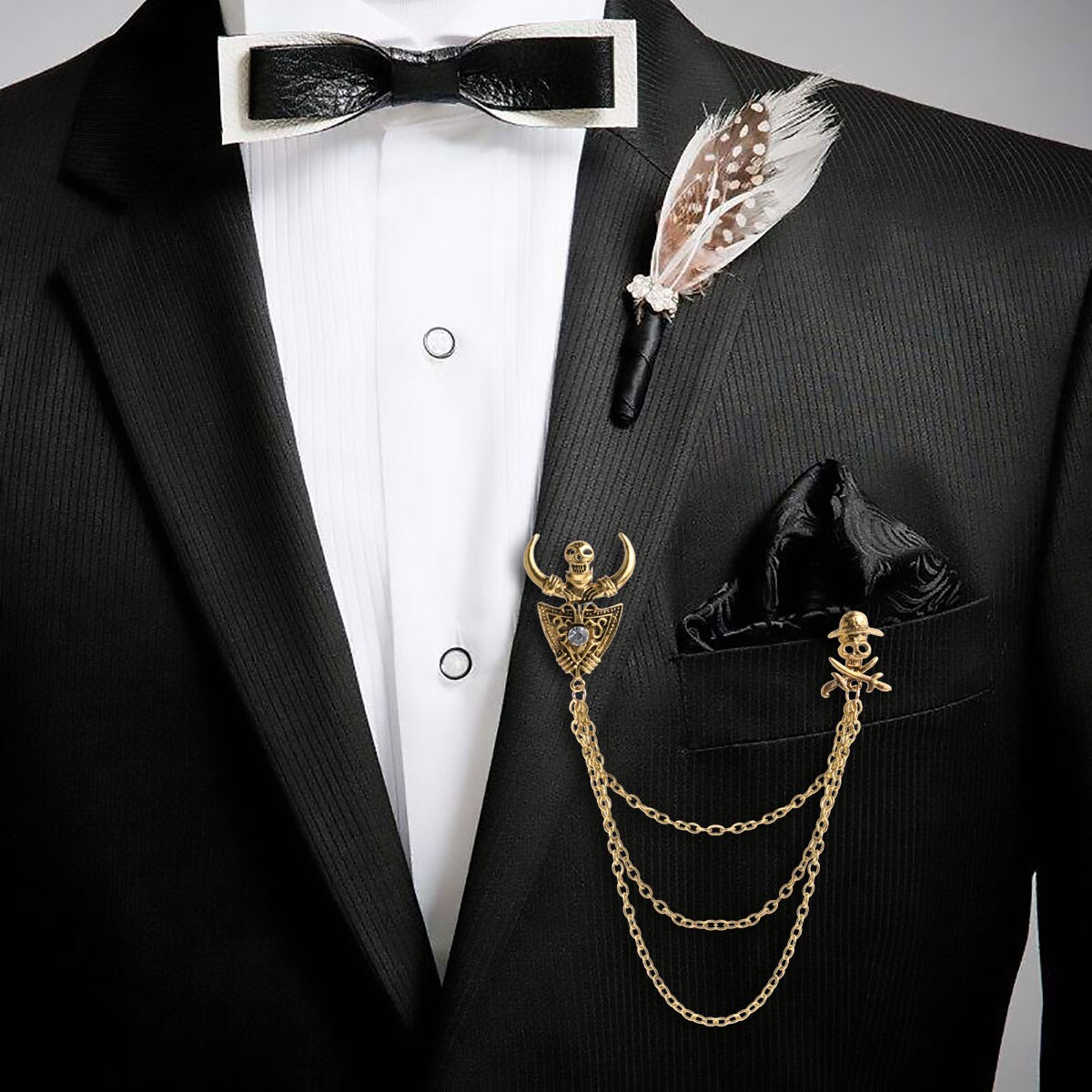 Unisex revers speld blouse vest overhemd kraag clips nek tip kwast ketting broche vintage gothic diy sieraden speld broches