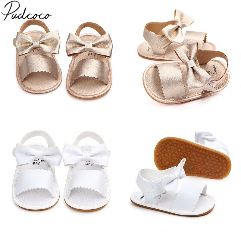 Leuke Pasgeboren Baby Baby Meisjes Strik Prinses Schoenen Peuter Zomer Sandalen Pu Antislip Rubber Schoenen Maat 0-18M