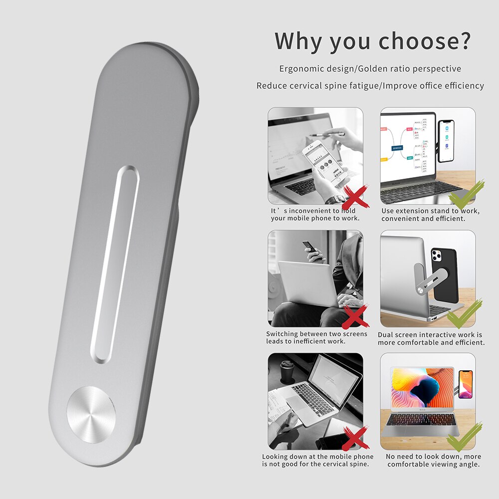 Folding Shrink Screen Side Mount Bracket Aluminum Magnet Phone Holder Screen Expansion Bracket For Tablet PC Laptop Monitor