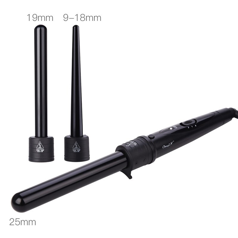 3 In 1 Temperature Control Styling Tools Ceramic Cone Hair Curling Iron Tong Electric Hair Curler Roller Curling Wand Waver 3536: Orange
