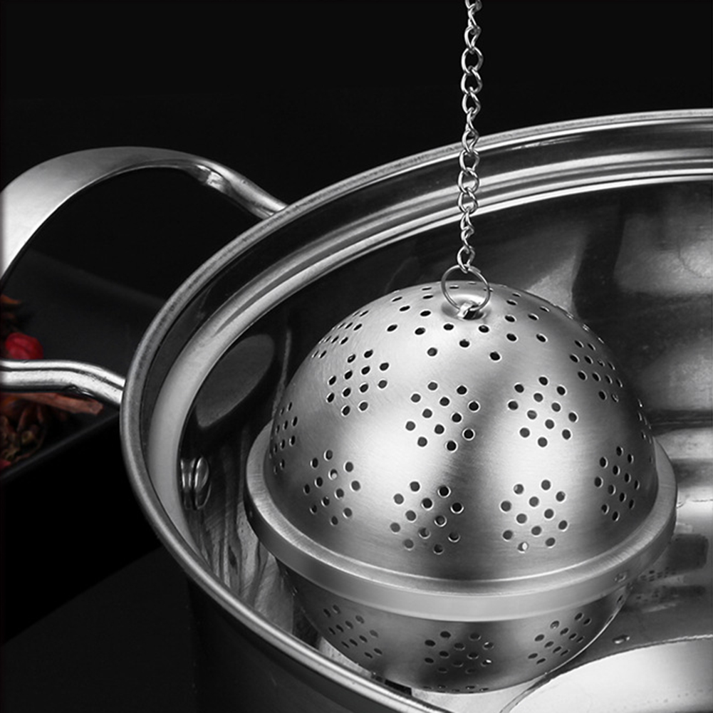 1pc- ball teinfuser nettfilter sølv rustfritt stål kule tekoker sil tefilter låsynge hjem kjøkkenverktøy s/m/l