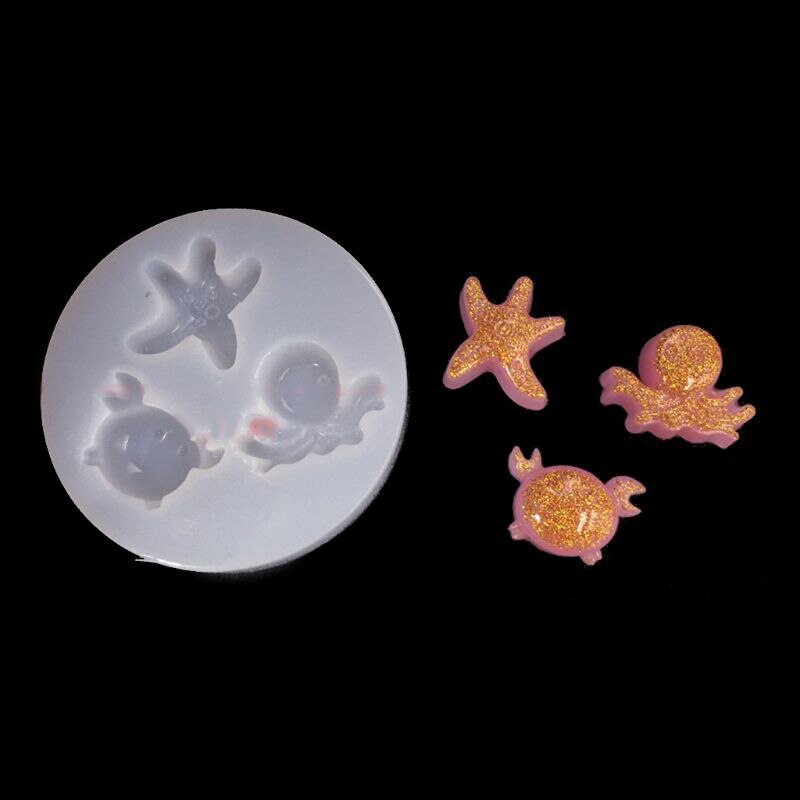 Resin Silicone Molds DIY Crystal Epoxy Mold Small Earrings Stud Epoxy Resin Making Mould Pendant Bear Dinosaur Goldfish Shell: 6