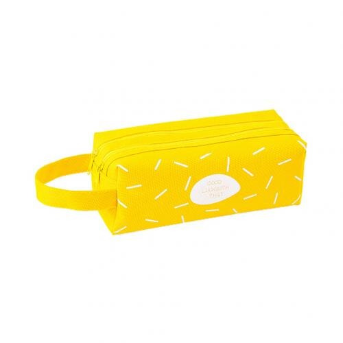 Estuche para lápices con cremallera de gran capacidad de 2 capas, estuche para lápices, papelería, bolsa para escuela: YELLOW