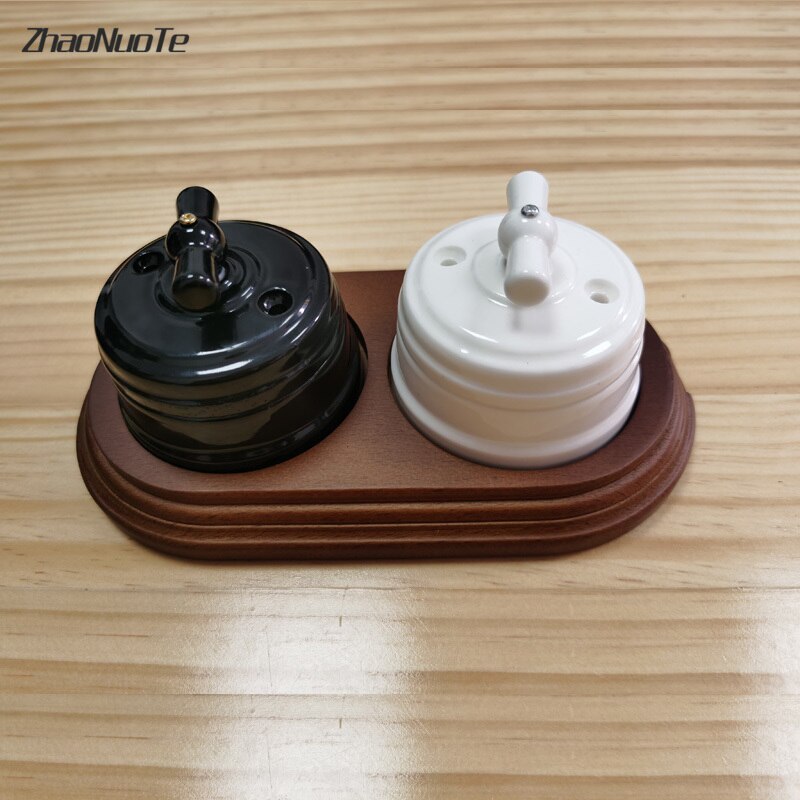 Retro Switch Socket Wooden Base EU Socket 1-3 Gang Wooden Base Brown Primary Wood Color Switch Accessories Hole Diameter 72mm