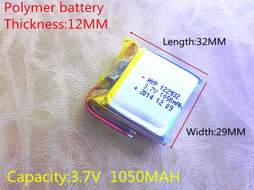 3.7 V, 1050 mAH, 122932 PLIB (polymeer lithium-ion batterij) Li-Ion batterij voor tablet pc, GPS, mp3, mp4, mobiele telefoon, luidspreker