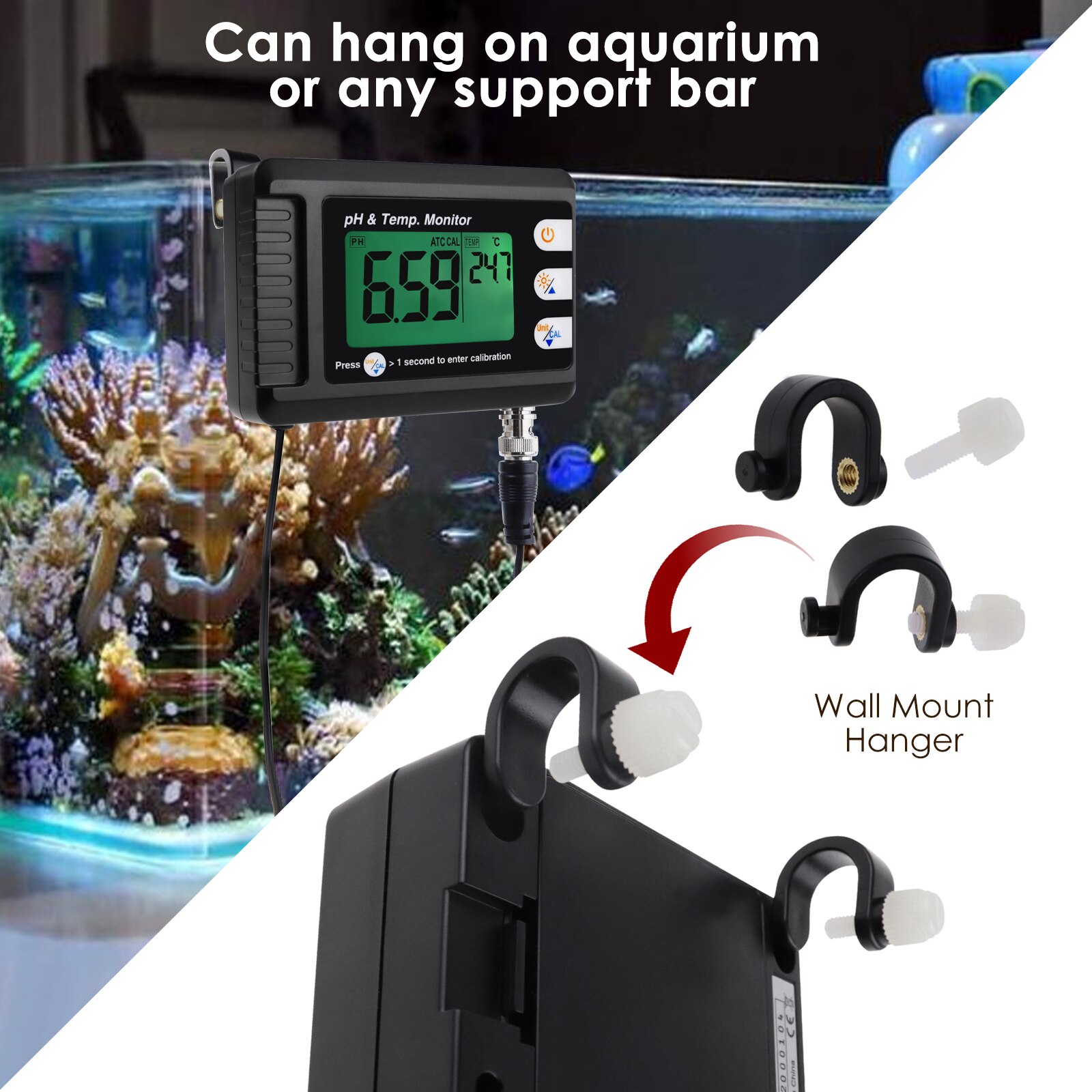 2-In-1 Combo Ph & Temperatuur Meter Aquarium Monitor Thermometer Voor Aquaria Laboratorium W/Vervangbare bnc Ph Elektrode