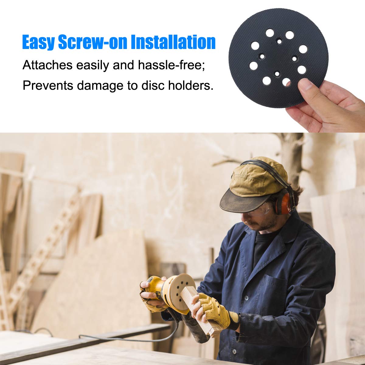 5" 8-Hole Hook and Loop Backing Plate Replacement Sanding Pad for Ridgid R2600 and R2601 Craftsman Milwaukee Random Orbit Sander