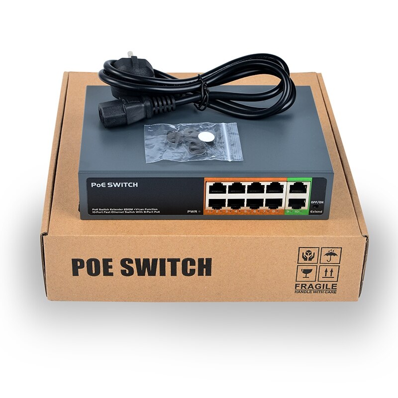 PSE108EX V2.0 104W 8 Port Poe Plus 2 Uplink Met Extender Functie IEEE802.3Af/At Netwerk Poe Schakelaar (eu Plug)