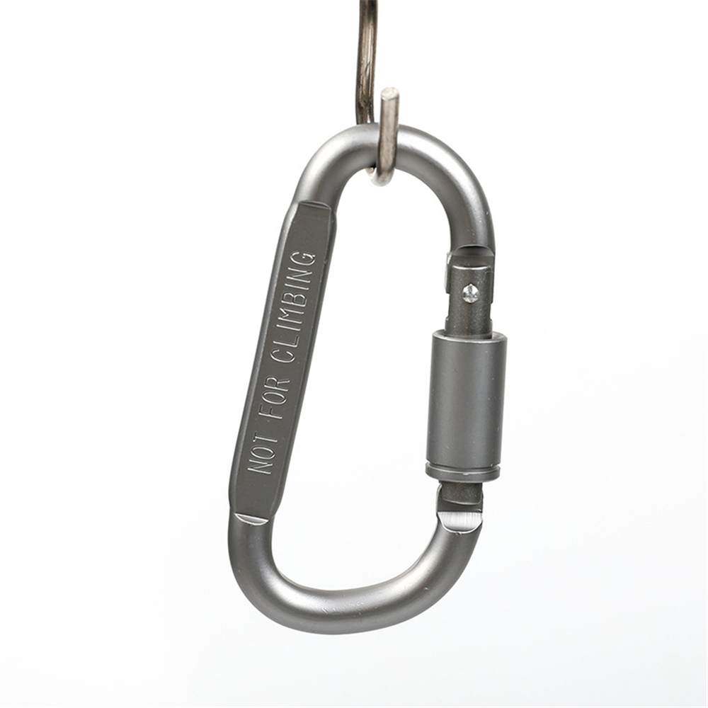 1set = 6 Uds de aleación de aluminio de la audaz tuerca larga hebilla mosquetón No 8 D-Tipo de llavero mosquetón con tornillo de bloqueo para acampar y pescar: silver